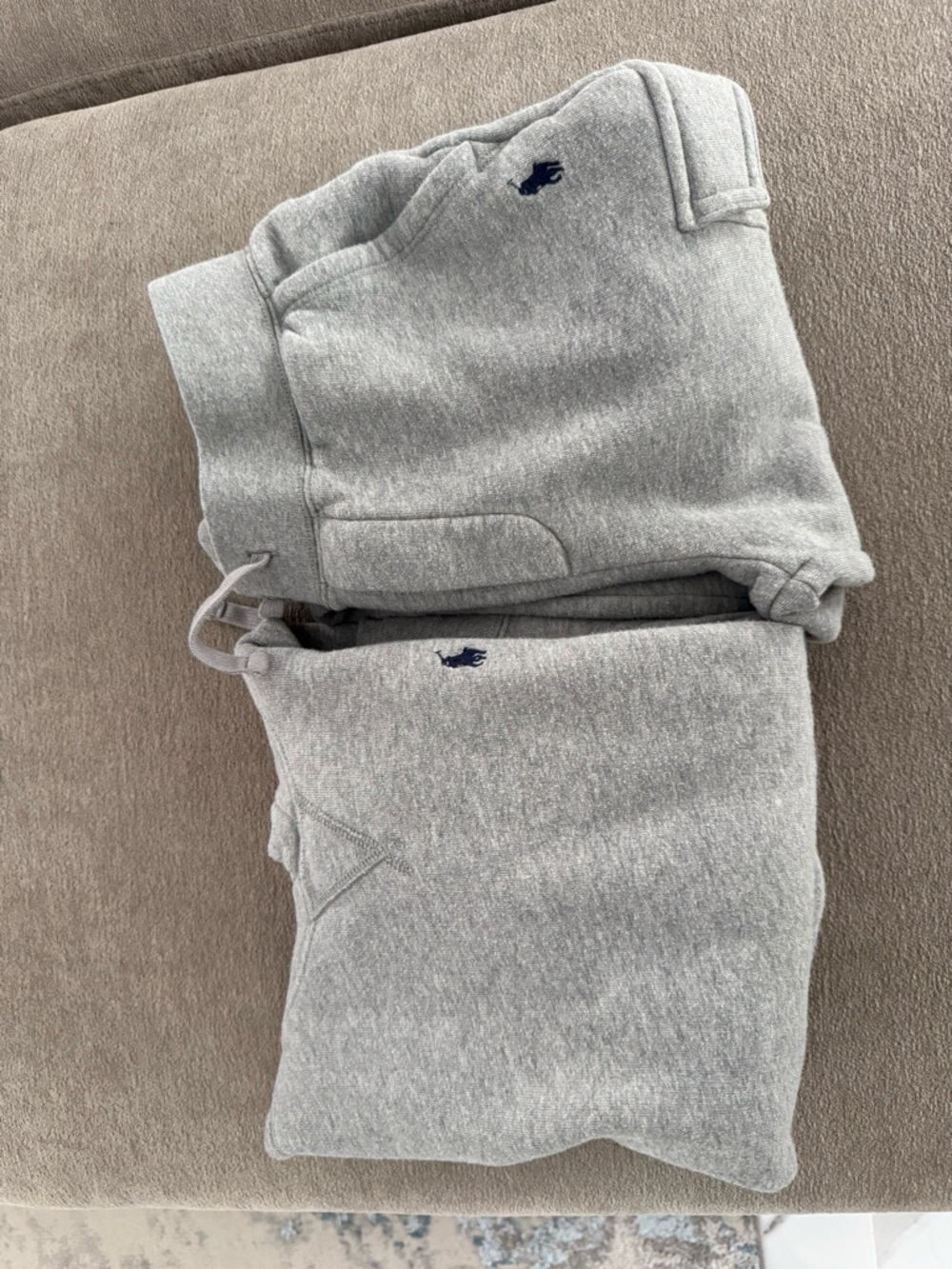 Polo by Ralph Lauren Light Gray Pullover Hoodie and pants with Navy Pony .